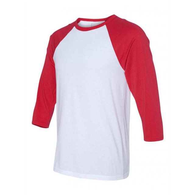 Unisex Three-Quarter Sleeve Baseball Raglan - Red/White - X-Large