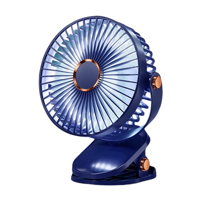 Blue Adjustable Five Gears Super Strong Wind Power Clip On Clamped Placed Desk Hanged Three Way Fan Quiet Removable Cover Night Light Multi Purpose Use Efficient Device Compact Size Effici