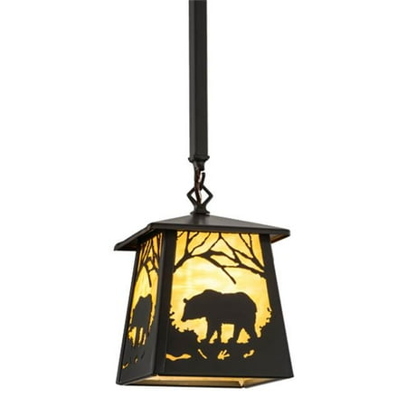 

Meyda 156782 7 in. Square Bear At Dawn Mini Pendant Timeless Bronze & Ba