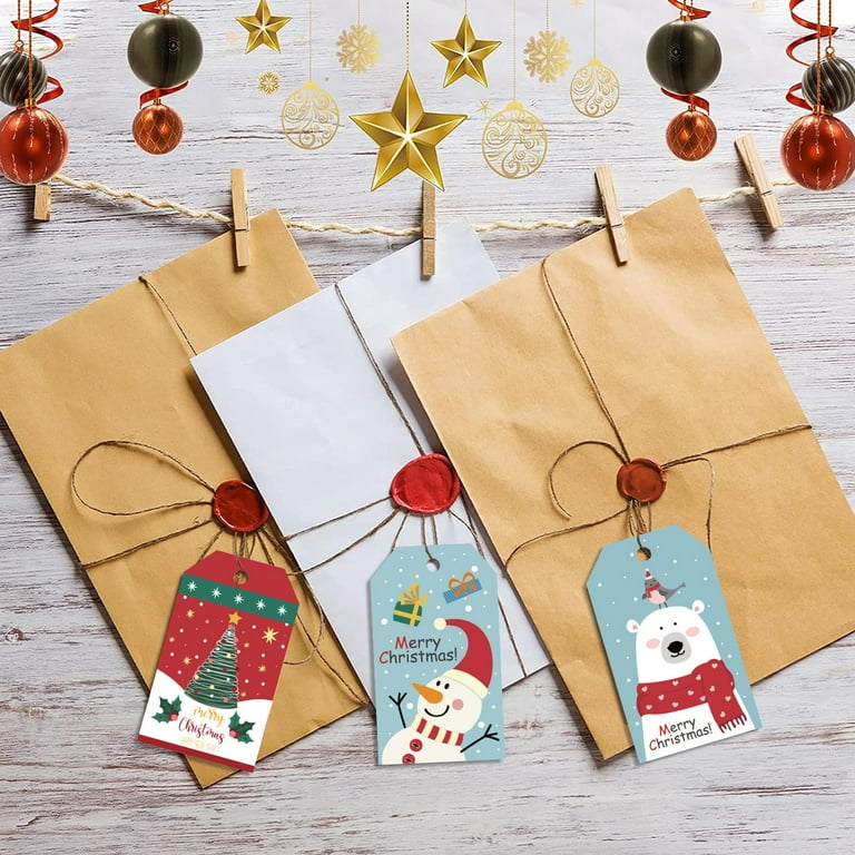 D-GROEE 1 Set Christmas Gift Tags Kraft Paper Christmas Gift Tags Hanging  Name Tags Labels with Ropes for Christmas Gift Wrap, DIY Arts and Crafts