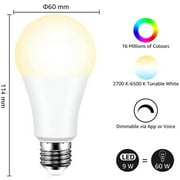 Zemismart Smart Light Bulb, Zigbee RGBCW Dimmable LED Bulb, Work with Google & Alexa, E27 9W LED Color Changing Light Bulb, Compatible with Tuya/Smartthings, 1-Pack