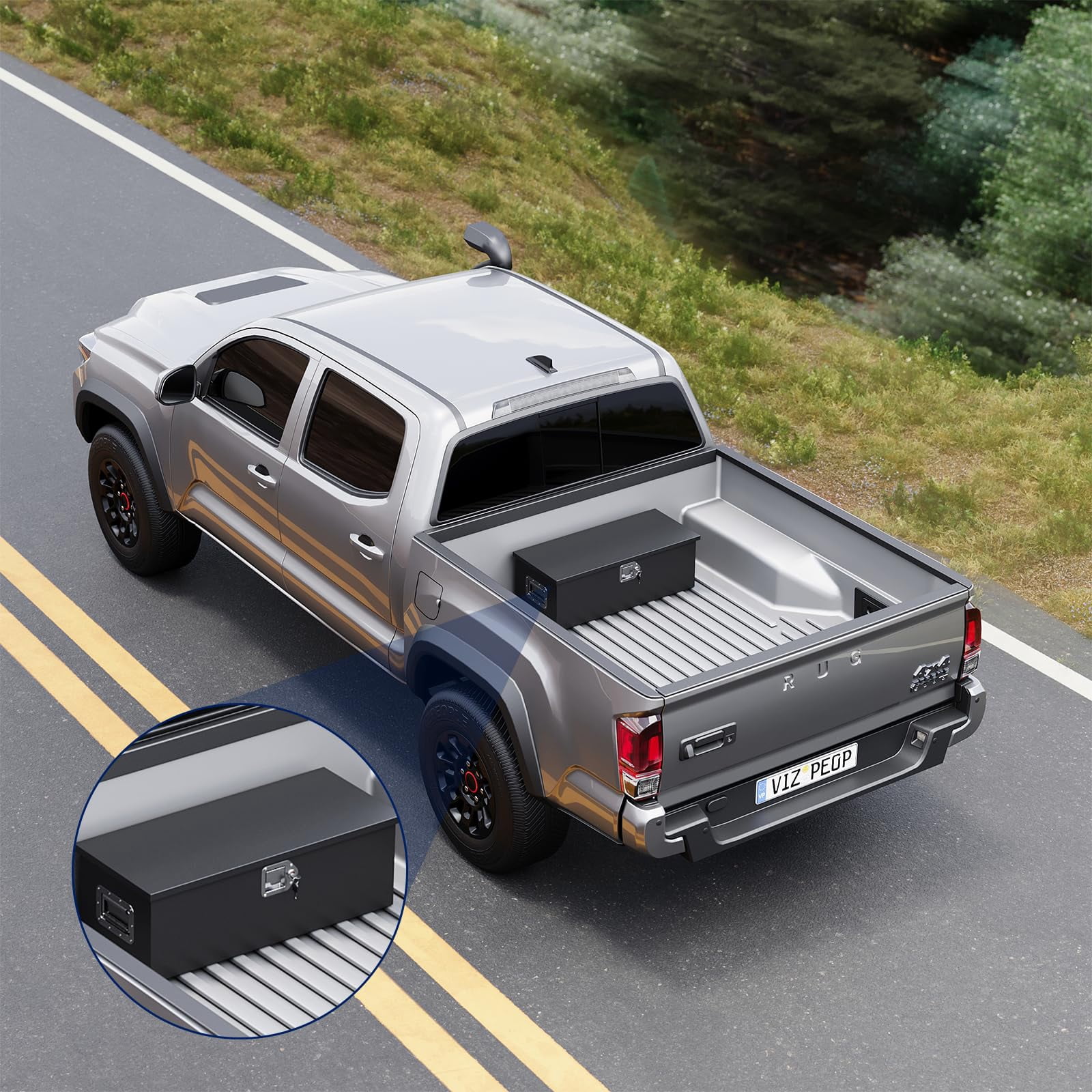 MIIIKO 30 Inch Steel Heavy Duty Truck Bed Tool Box, Trailer Tongue Tool Box with Lock and Keys, Utility Trailer Tool Box for Truck, Pickup, RV, Trailer