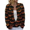 thumbnail image 2 of Pyhlmscde Women's Halloween Printed Sweater Casual Knit Cardigan, Womens Tops, Halloween Sweaters for Women, Cardigan Sweaters for Women, 2 of 6