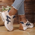 thumbnail image 4 of Rokment Vintage Fashion Sneakers for Women Comfortable Leather Suede Patchwork Athletic Non Slip Running Walking Tennis Skate Shoes Height Increasing White Size 9, 4 of 6