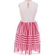 thumbnail image 3 of Little Girls Sleeveless Lace Bodice Stripe Chiffon Easter Flower Girl Dress USA Hot Pink 4 (2J1K1S1), 3 of 4