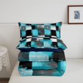 thumbnail image 5 of Homewish Vintage Blue Checkered Twin Comforter Sets,Grunge Abstract Art Bedding Set,Navy Blue Reversible,2-Piece,1 Comforter and 1 Pillowcase, 5 of 7
