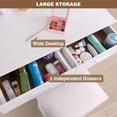 thumbnail image 3 of REDCAMP Lighted Makeup Vanity with 12 Light Bulbs, Vanity Set with Mirror and 2 Drawers, Vanity Table with Cushioned Stool, White, 3 of 7