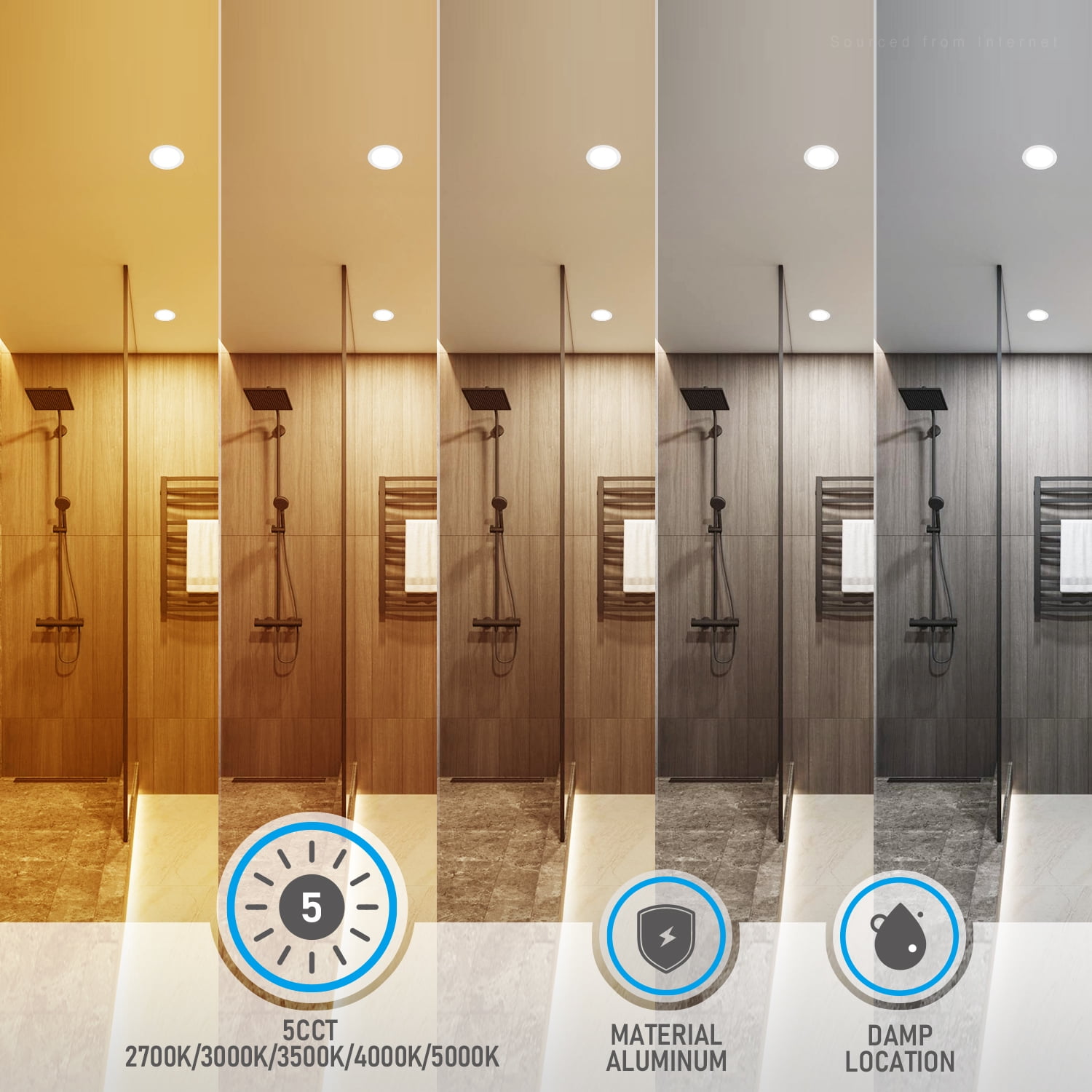48 Pack 12W 6 Inch LED Recessed Lighting with Junction Box, 2700K/3000K/3500K/4000K/5000K Selectable, 5%-100% Dimmable