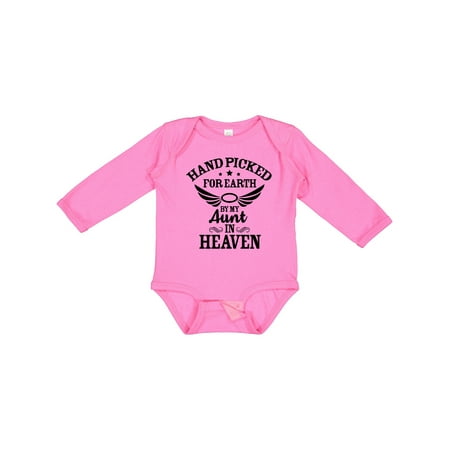 

Inktastic Handpicked for Earth by My Aunt in Heaven with Angel Wings Gift Baby Boy or Baby Girl Long Sleeve Bodysuit