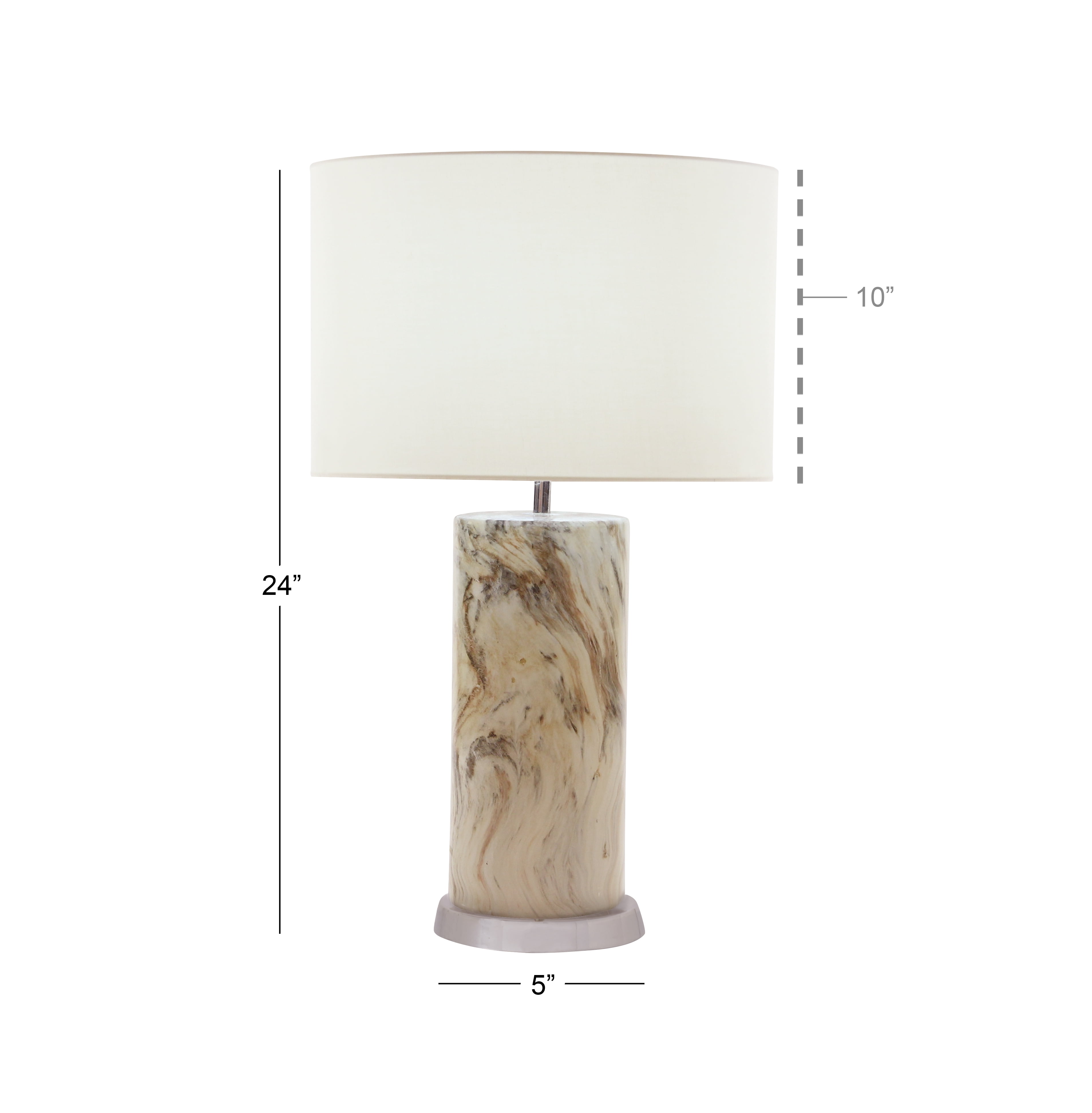 Decmode Contemporary 24 Inch Ceramic Table Lamp With Drum Type Shade White