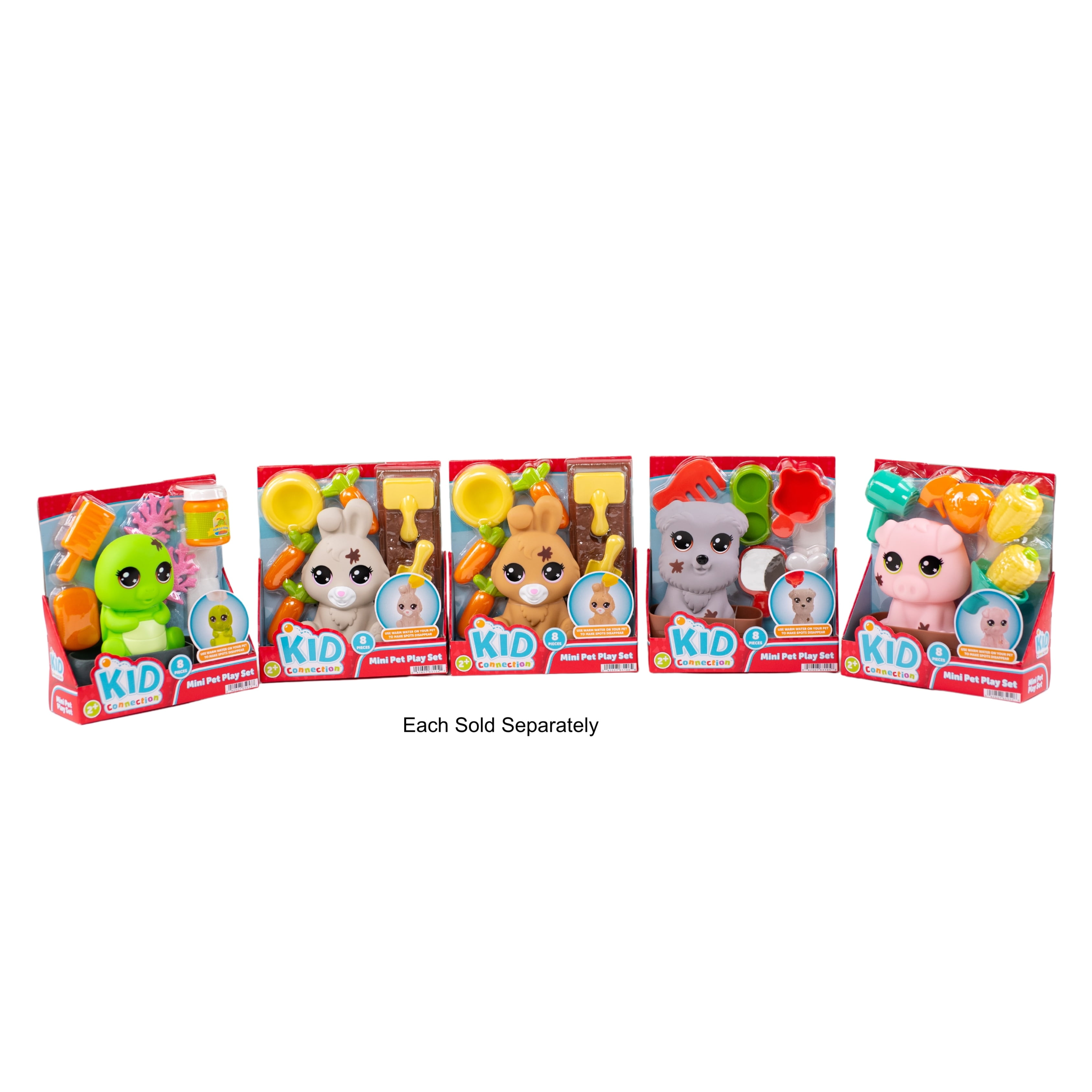 Kid Connection Mini Pet Rabbit Water Play Set with Color Changing Feature, 8 Pieces, Toddler Toys, Grey Color