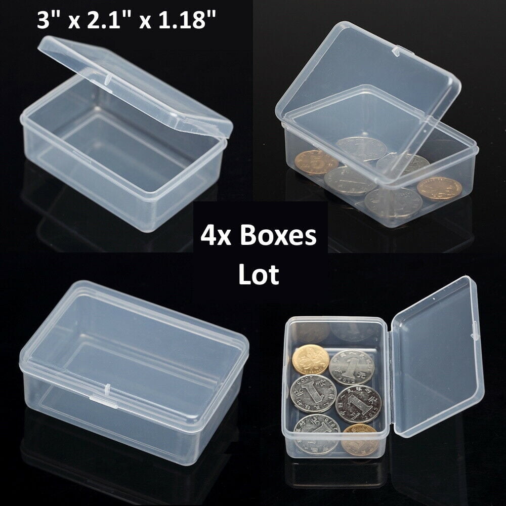 12pk Mini Plastic Storage Containers, Clear small boxes Jewelry box Food  Pots