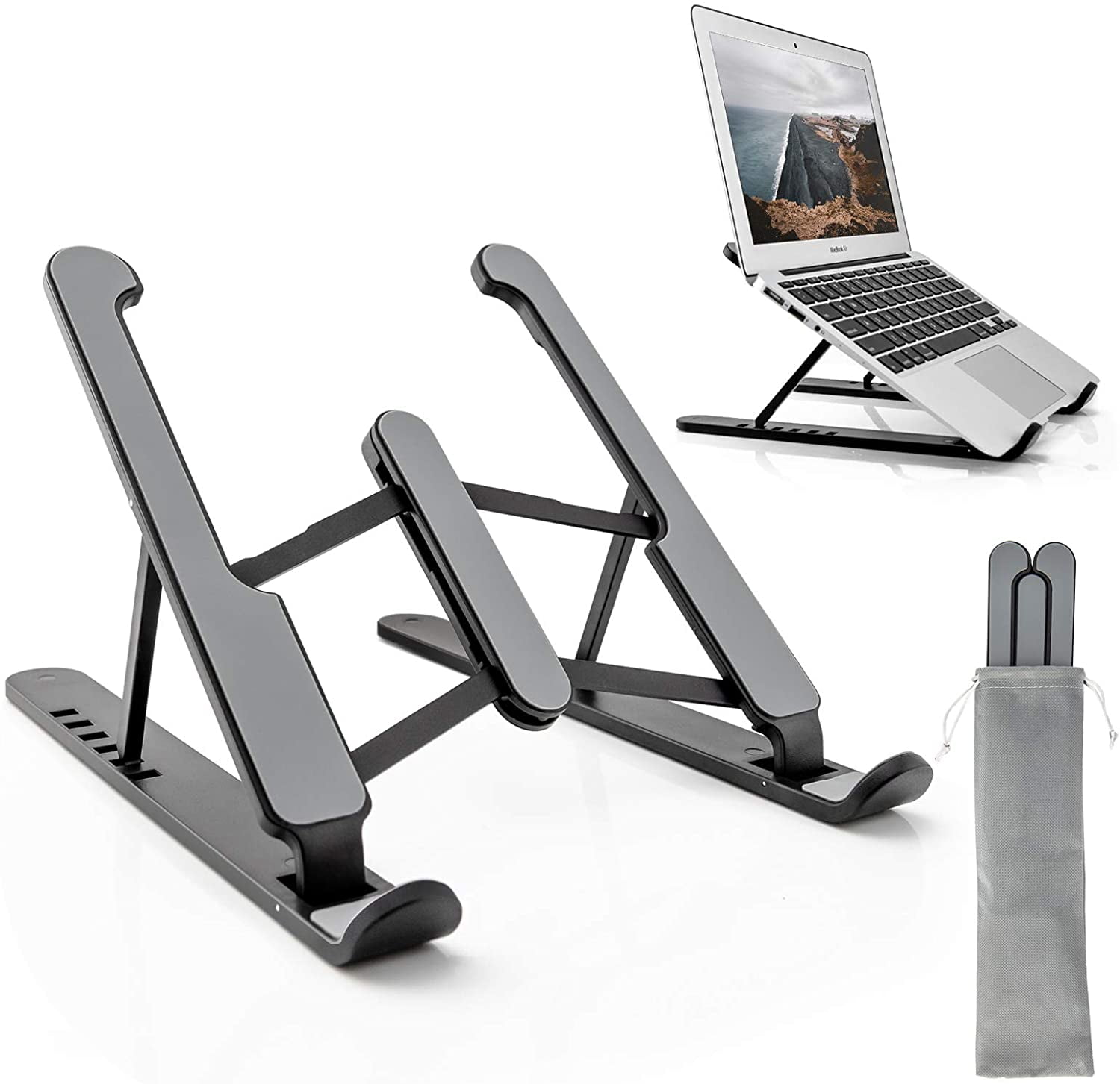 Laptop Holder, Foldable Laptop Stand Portable Computer Laptop Desk Adjustable ABS 6Level Angle