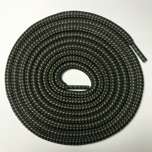 2 Pairs 5mm Thick Heavy Duty Black Brown Dot Round Boot Laces Shoelaces Strings for Hiking Work Boots 38 40 44 45 46 48 50 52 54 60 63 72 Inches