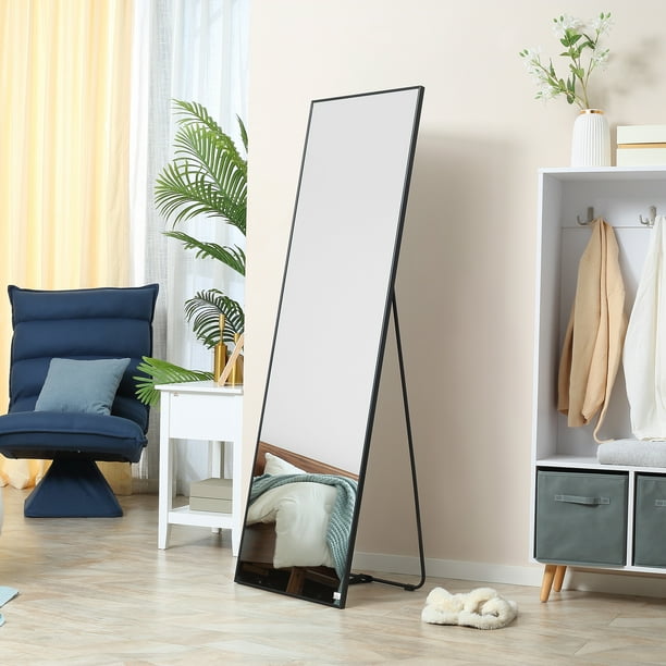 NeuType Full Length Mirror Floor Mirror with Standing Holder Bedroom/Locker  Room Standing/Hanging Mirror Dressing Mirror Wall-Mounted Mirror (Natural