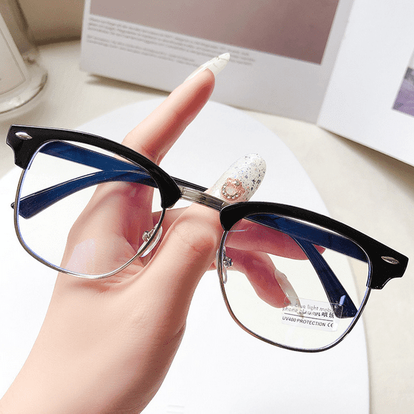 3016 Marco de gafas planas Marco medio Retro Uñas de arroz Miopía Moda Gafas anti-luz azul
