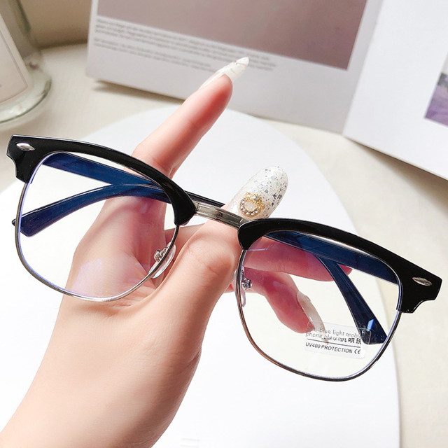 3016 Marco de gafas planas Marco medio Retro Uñas de arroz Miopía Moda Gafas anti-luz azul