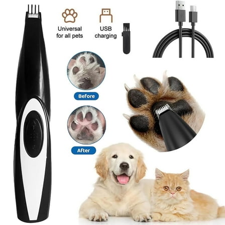 Electric Pet Hair Clippers Grooming Kit, Mute Cordless Pet Hair Trimmer Shaver USB Rechargeable Pet Small Area Toes Paws Faces Ears Hair Cutting Tools for Dogs Cats (Black)