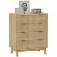 thumbnail image 2 of HOMCOM Fluted Dresser for Bedroom with 4 Drawers, Chest of Drawers with Gold Finger Pulls and 4 Wood Legs, Natural Wood, 2 of 9