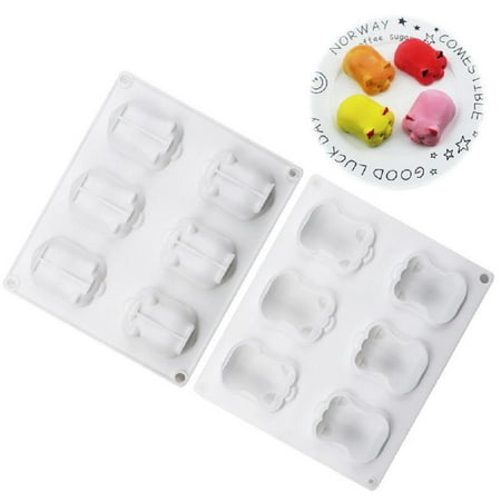 

JUNTEX 6 Holes DIY Golden Pig Shaped Cake Mold 3D Silicone Cute Pig Cake Chocolate Fondant Craft Mold Safety Kitchen Child Baking Tool