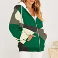 thumbnail image 4 of ICHUANYI Clearance Women's Casual Printed Zippered Long Sleeved Hooded Sweater Jacket Top(Green, XL) ICHUANYI WER2023081512149, 4 of 6