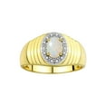 thumbnail image 1 of RYLOS Men's Rings Yellow Gold Plated Silver Classic Halo Of  Diamonds 7X5MM Oval Gemstone Ring Opal October Birthstone Rings For Men Size 13, 1 of 7
