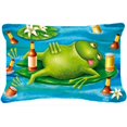 thumbnail image 1 of Frog Drinking Beer Fabric Decorative Pillow, 1 of 1