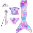 thumbnail image 1 of zocapuy Traje de baño de cola de sirena para niñas y niños Princesa Cosplay Traje de baño Conjuntos de bikini para fiesta (sin monoaleta), 1 of 4