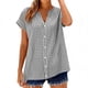 thumbnail image 1 of Camisas de Manga Larga para Mujeres Cuello en V de Ajuste Suelto Botón de Manga Corta Lino Túnica Blusa Cuadrado, 1 of 8