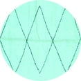 thumbnail image 1 of Ahgly Company Machine Washable Indoor Round Solid Turquoise Blue Modern Area Rugs, 3' Round, 1 of 4