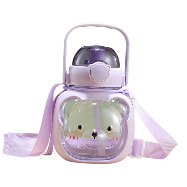 Hervidor de agua de 900 ml, gran capacidad, a prueba de fugas, creativo, portátil, con pajita para exteriores Violeta