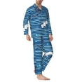 thumbnail image 2 of Naloa Sharks on White Blue Striped Men’s Pajamas Set - Long Sleeve Button Down Sleep Shirt and Pajama Bottoms Sleepwear Set-XX-Large, 2 of 7