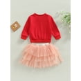 thumbnail image 4 of Arvbitana Toddler Baby Girls Valentine's Day Outfits Letters Print Long Sleeve Pullover Top + Layered Tulle Half Dress Spring Fall Casual Skirt Set 12M-5T, 4 of 8