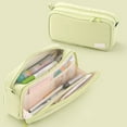 thumbnail image 4 of Goohae Zipper Pencil Case, Green Big Pencil Pouch, Large Capacity Canvas Pencil Case with Handle, Pen Organizer Bag with Multiple Compartments for Storage, 4 of 4