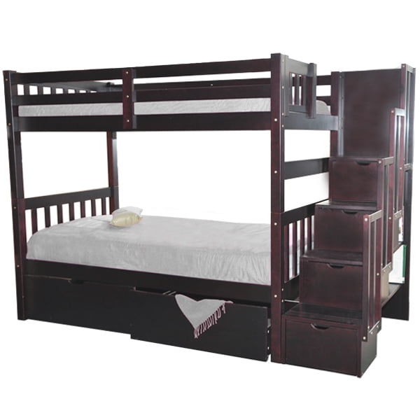 Stairway Twin Over Bunk Bed With, Staircase Twin Bunk Bed