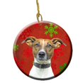 thumbnail image 1 of Flocons de Neige Rouges Ornement en Céramique de Noël Jack Russell Terrier, 1 of 1