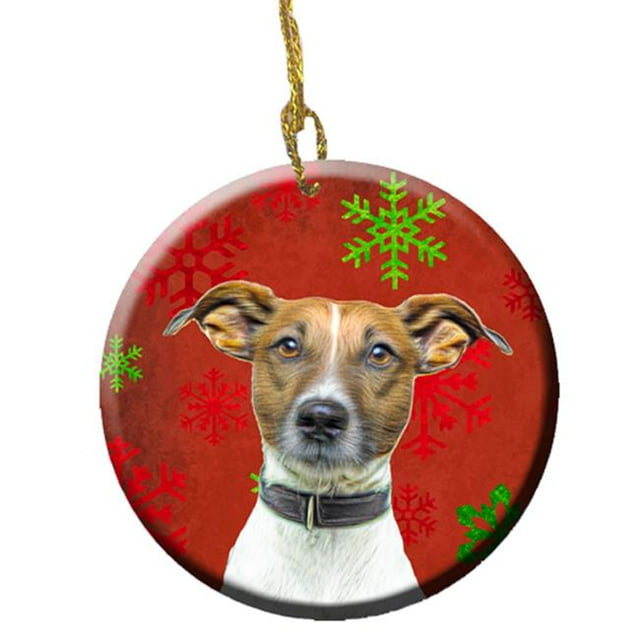 Flocons de Neige Rouges Ornement en Céramique de Noël Jack Russell Terrier