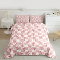 thumbnail image 2 of Homewish Pink Bowknot 3-Piece Full Size Comforter Sets For Girls,Geometric Plaid Bedding Comforter Set,Dreamy Princess Lightweight Bedding Sets,Luxury Bedroom Decor,Reversible, 2 of 8