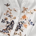 thumbnail image 5 of Womens Linen Tops 3/4 Sleeve Cotton Floral Embroidered Shirts Summer Dressy Casual Boho Blouses Loose Fit Tunic shirt White M, 5 of 5