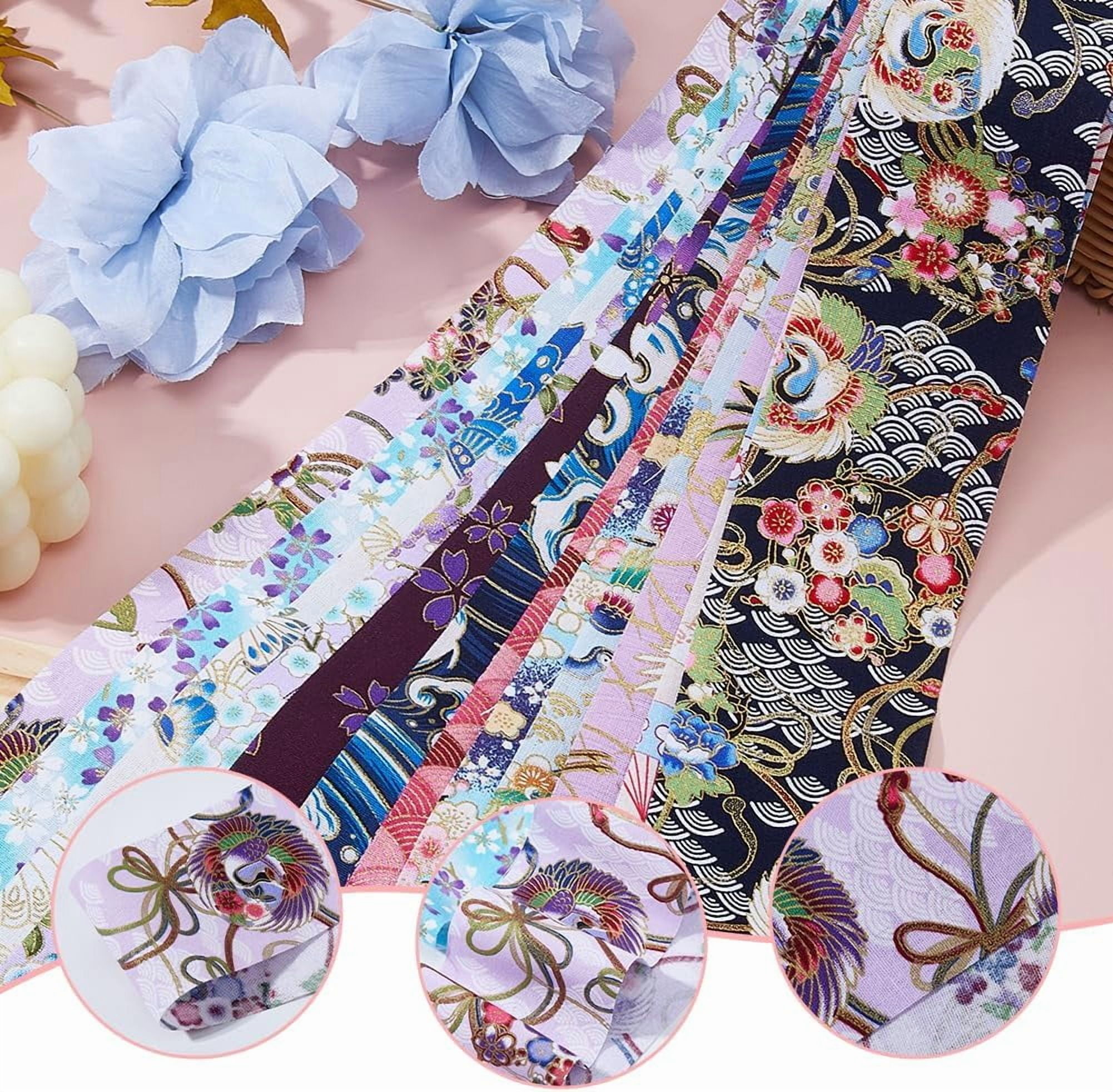 40Pcs Jelly Roll Fabric Cotton Fabric Quilting Strips Japanese Style Fabrics Cotton Strips Bundle for Sewing Crafting Blankets Rugs Upholstery Home Decor Purse Making Multi-color