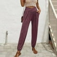 thumbnail image 2 of Ladies Basic Pants Slim Fit Casual Style Elastic Waist Solid Color Sports Outfit, 2 of 7