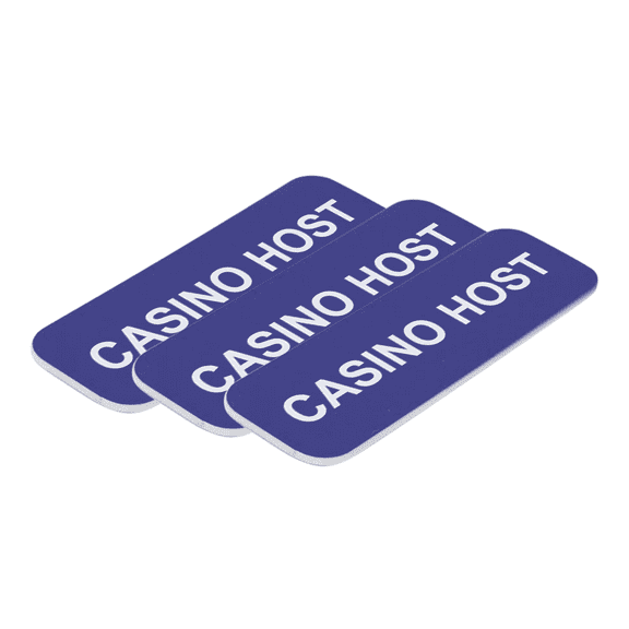 Casino Host 1 x 3" Name Tag/Badge, Blue, (3 Pack)