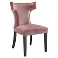 thumbnail image 3 of Modway Curve Performance Velvet Dining Chairs - Set of 2 in Dusty Rose, 3 of 10