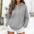 thumbnail image 2 of CHGBMOK Women's Fall Hoodie Jackets Long Sleeve Zip Up Track Jackets Comfy Fleece Lined Sweatshirts with Pockets, 2 of 7