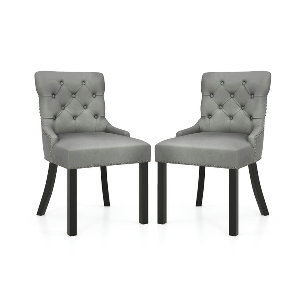 GVN Upholstered Dining Chairs Set of 2 Tufted Wingback Chairs with Rubber Wood Legs-Gray, Modern Chair for Dorm, Room, Office GVN Upholstered Dining Chairs Set of 2 Tufted Wingback Chairs with Rubber Wood Legs-Gray, Modern Chair for Dorm, Room, Office