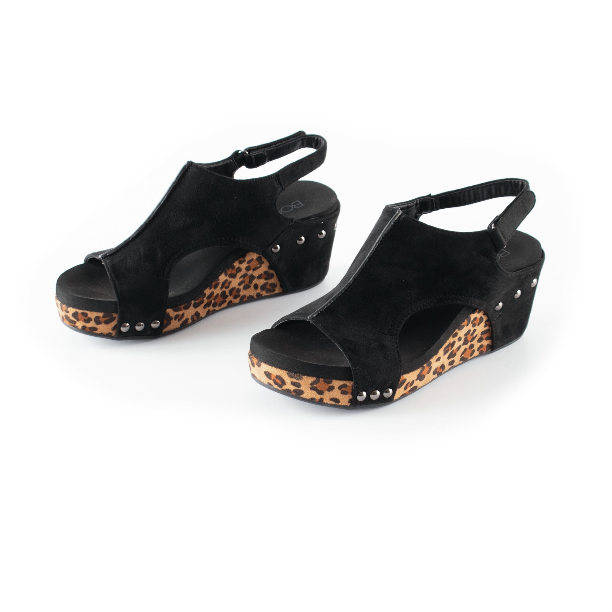 Corkys Footwear Corkys Black Leopard Carley Sandals Size 9 Walmart