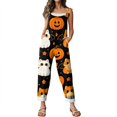 thumbnail image 3 of Halloween Jumpsuits for Women Summer Plus Size Boho Baggy Rompers for Women Sleeveless Pumpkin Ghost Jumpsuits Rompers Loose Fit Adjustable Strap Overalls for Women Orange 3XL, 3 of 6