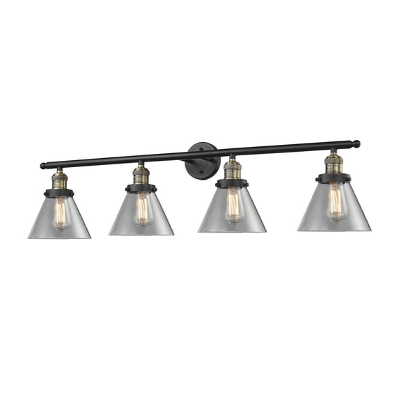 Innovations 4-LT LED Large Cone 43.75" Bathroom Fixture - Black Antique Brass - 215-BAB-G42-LED