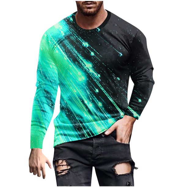 Blusas y camisas de manga larga y cuello redondo para hombre, camisetas casuales con estampado de moda y cuello redondo, blusas de licra de manga corta para hombre.