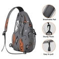 thumbnail image 3 of Sling Backpack,Gray Halloween Ghosts Cats and Pumpkins Sling Bag with Water Bottle Holder,Waterproof Sling Bag for Men/Women with Headphone Jack for Hiking,Travel, 3 of 6